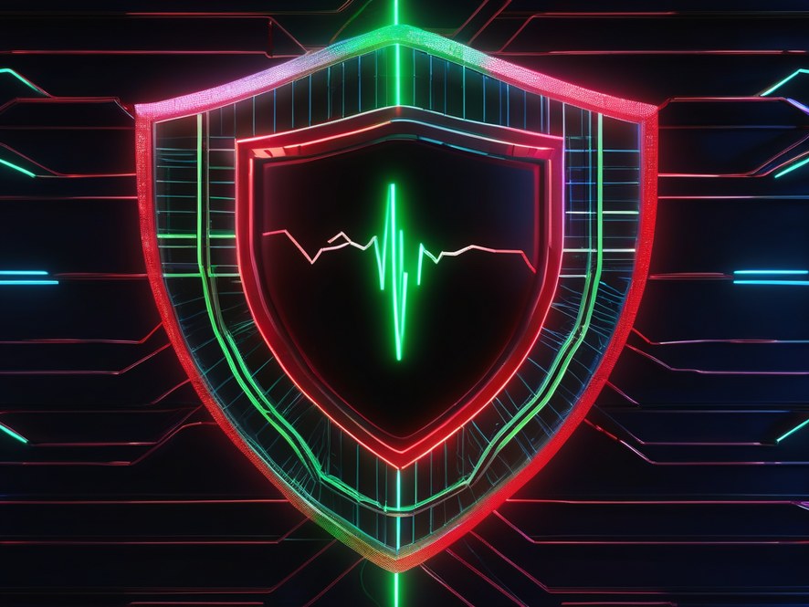 Campaign frame for the OnChain Safety API — a neon shield with a live pulse line